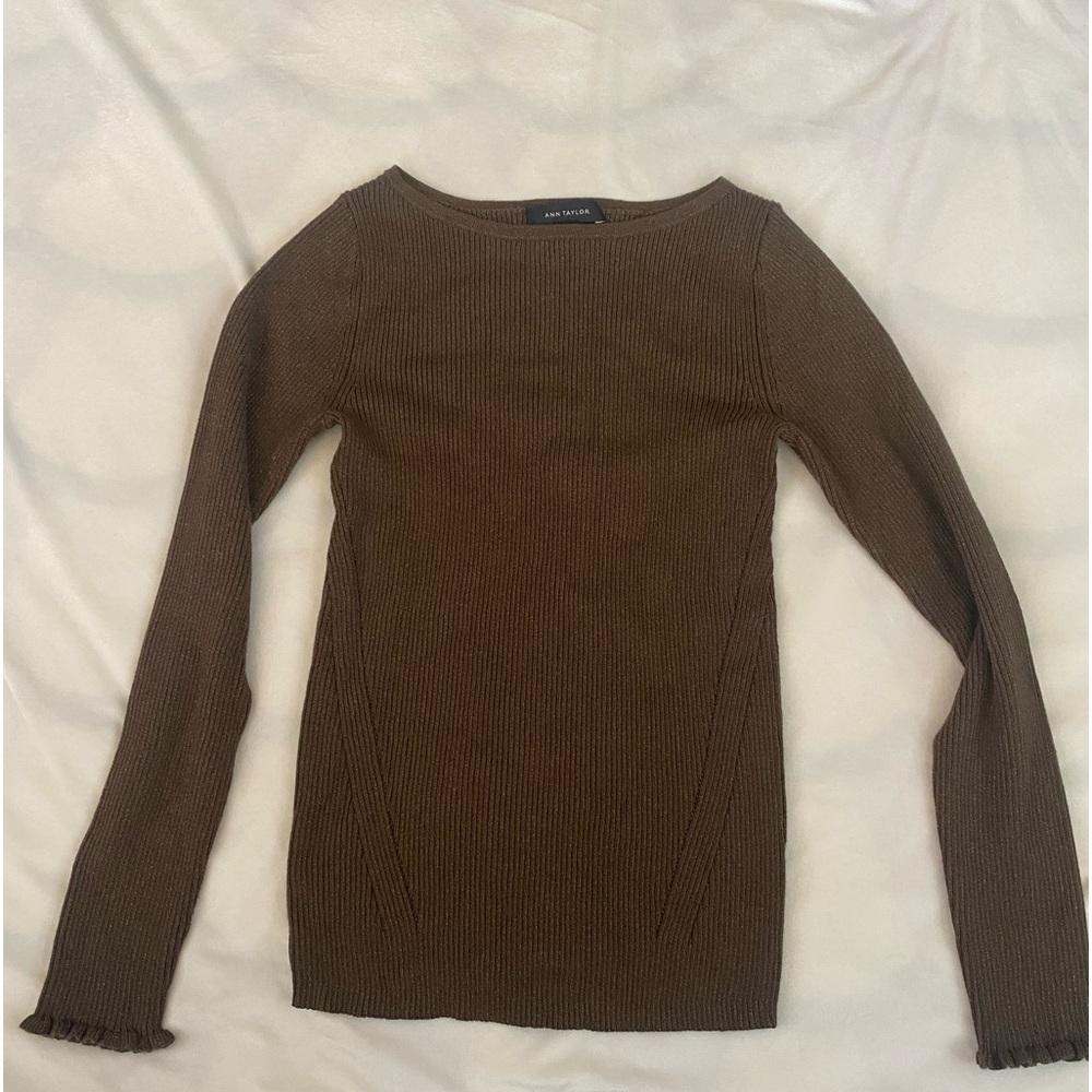 Ann Taylor Womens Sparkly Long Sleeve Top